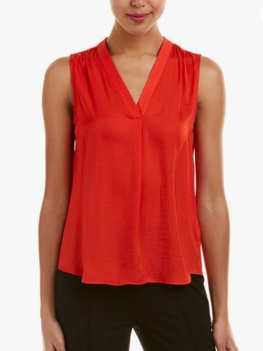 Vince Camuto Sleeveless V-Neck Red Blouse